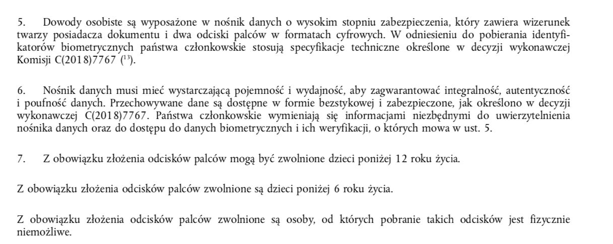 Rozporządzenie UE odnośnie do dowodów osobistych