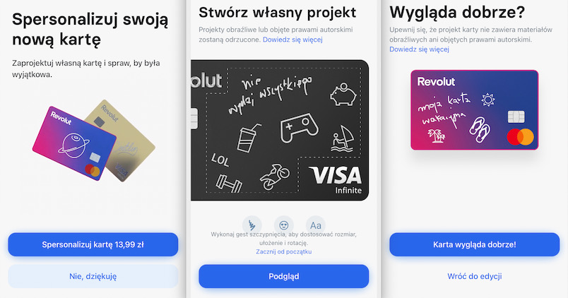Revolut umozliwia samodzielne projektowanie wygladu karty